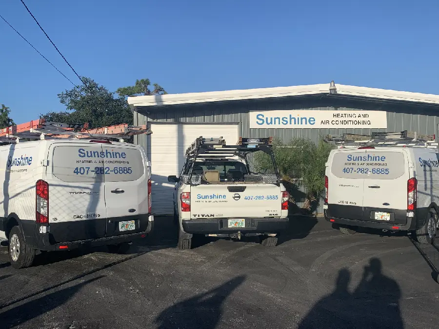 Sunshine Heating & Air Conditioning Headquarters with Work Vehicles